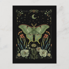 Postal Mariposa Luna Arte Acuarela Gótico