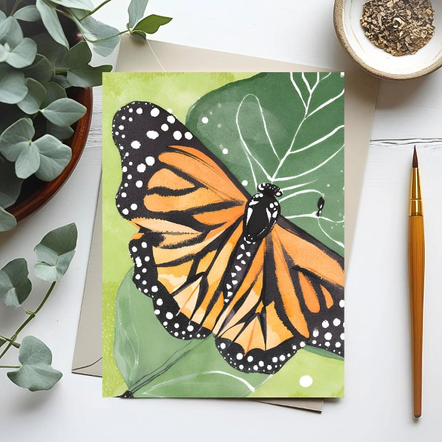 Postal Mariposa Monarca | Acuarela Hermosa (Subido por el creador)
