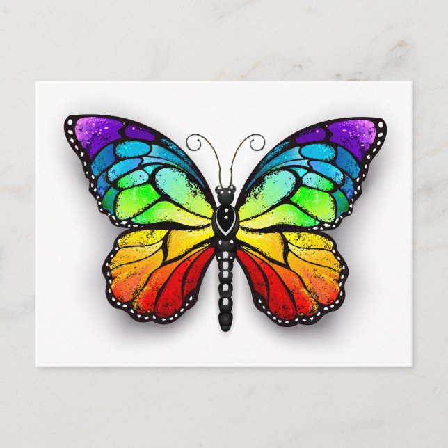 Postal Mariposa monarca arcoíris (Anverso)