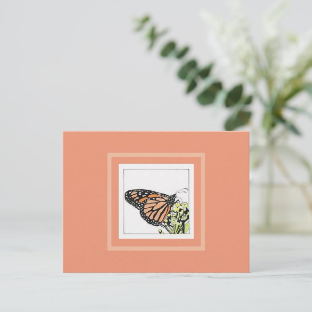 Postal Mariposa Monarca (Coloreada) (Anverso de pie)