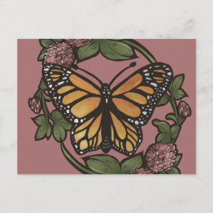 Postal Mariposa Monarca y Trébol