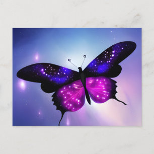 Postal Mariposa morada y rosa