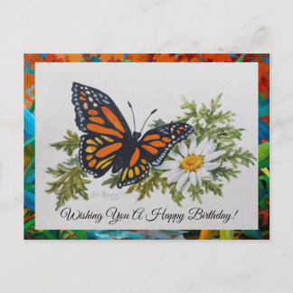 Postal Mariposa 'n Daisy Postcard Greet