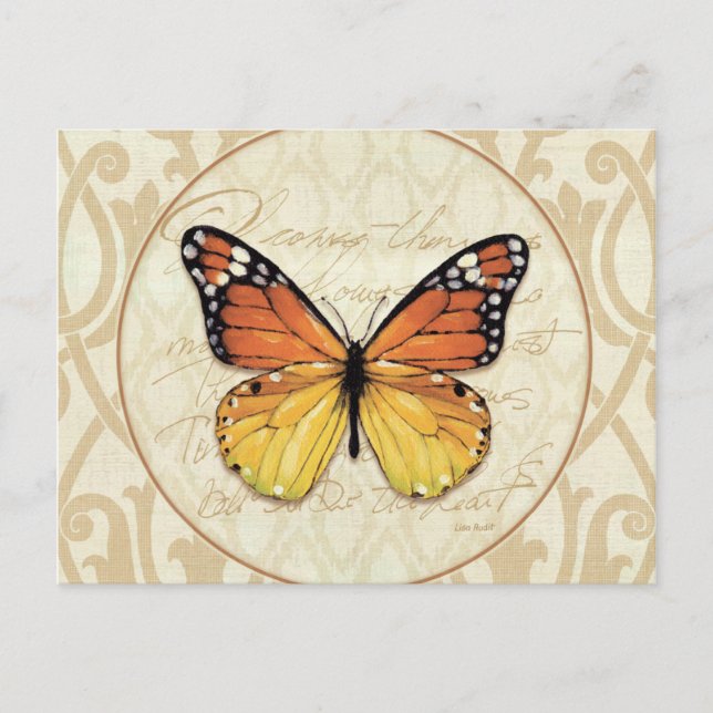 Postal Mariposa Naranja de época (Anverso)