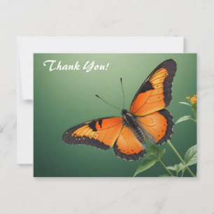 Postal Mariposa naranja en verde