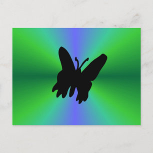 Postal Mariposa negra en arcoiris verde azul