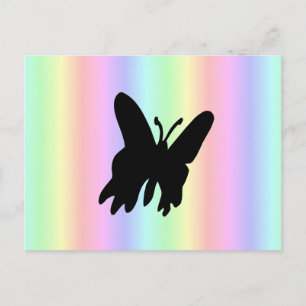 Postal Mariposa negra en el arcoiris pastel