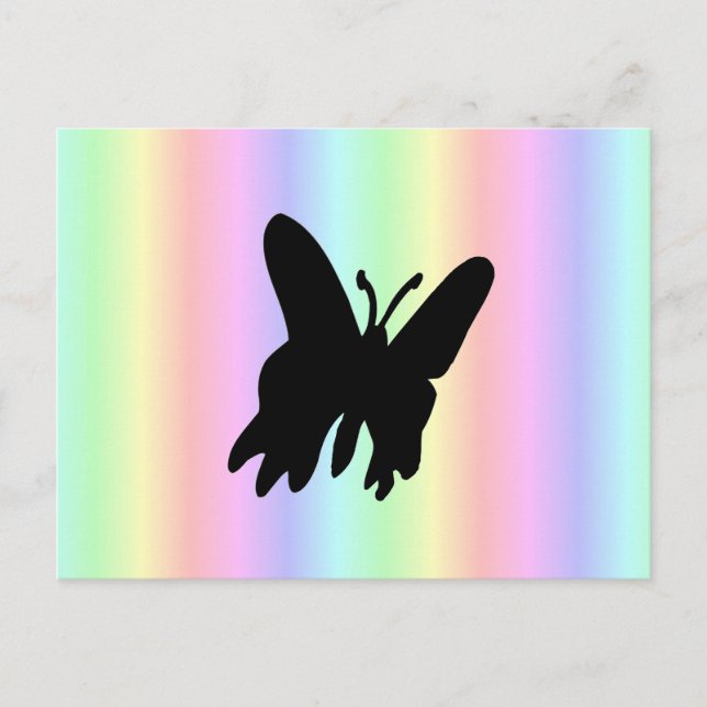 Postal Mariposa negra en el arcoiris pastel (Anverso)