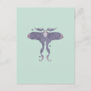 Postal Mariposa nocturna morada caprichosa con destellos
