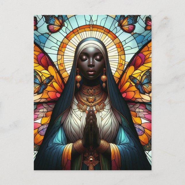 Postal Mariposa Nun Sained Glass (Anverso)