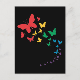 Postal Mariposa orgullo gay lgbt arco iris bandera de col