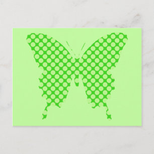 Postal Mariposa, puntos retro, tonos verde lima