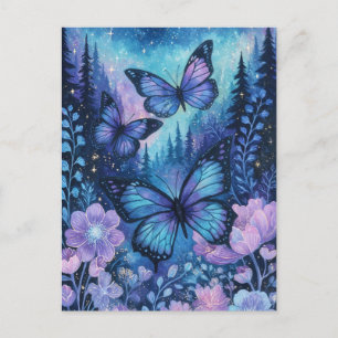 Postal Mariposa Púrpura en el Cielo Nocturno del Mágico B
