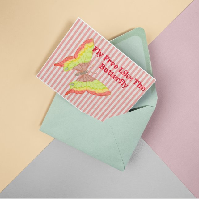 Postal Mariposa Retro Vintage Roja Amarilla Verde (Subido por el creador)