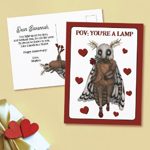 Postal Mariposa Roja Divertida Romántica a una Llama Aniv