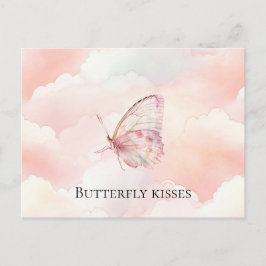 Postal Mariposa Rosa bonito En Las Nubes