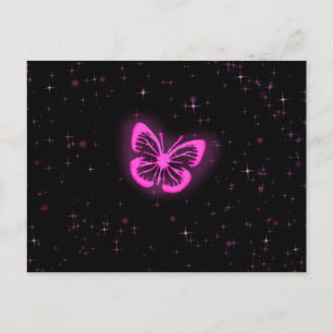 Postal Mariposa rosa con destellos