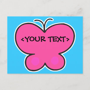 Postal mariposa rosa linda,<YOUR TEXT>