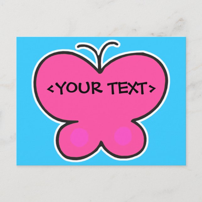 Postal mariposa rosa linda,<YOUR TEXT> (Anverso)