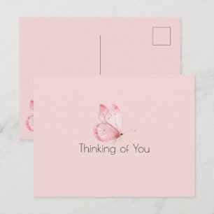 Postal Mariposa Rosa Pensando en ti