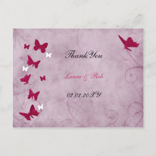 Postal mariposa rosa y violeta