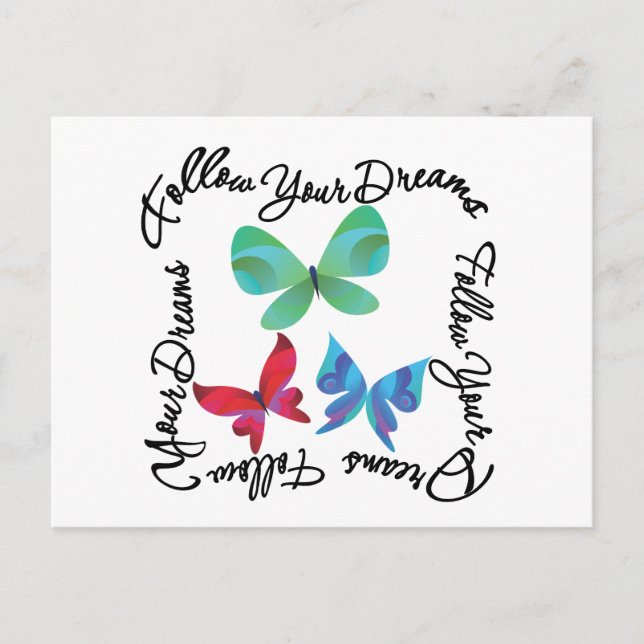 Postal Mariposa - Sigue tus sueños (Anverso)