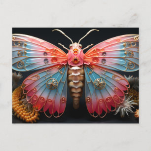 Postal Mariposa Steampunk de color bonito
