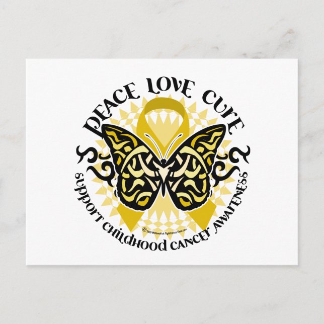 Postal Mariposa tribal de cáncer infantil (Anverso)