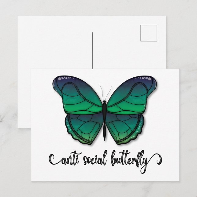 Postal Mariposa verde antisocial (Anverso / Reverso)
