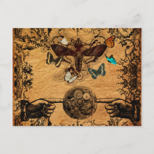 Postal Mariposa victoriana Grunge Steampunk