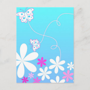 Postal Mariposa y flores