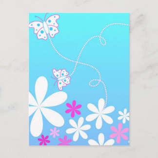 Postal Mariposa y flores