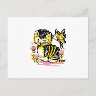 Postal Mariposa y Gatito