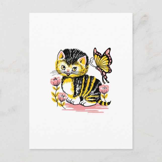 Postal Mariposa y gatitos (Anverso)