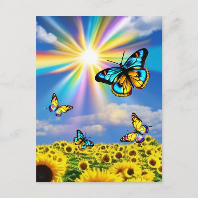 Postal Mariposa y girasoles (Anverso)