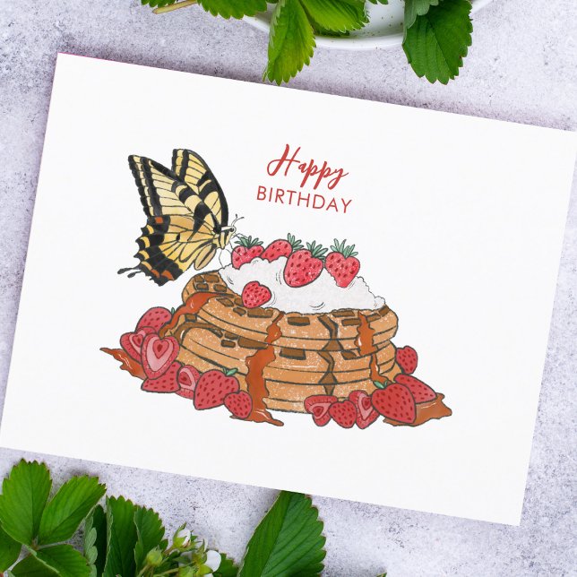 Postal Mariposa y Waffles Feliz cumpleaños (Subido por el creador)