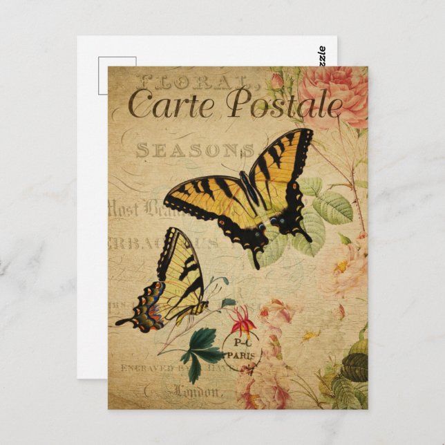 Postal Mariposas amarillas (Anverso / Reverso)