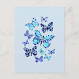 Postal Mariposas Azules En Puntos