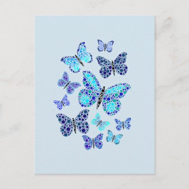 Postal Mariposas Azules En Puntos (Anverso)