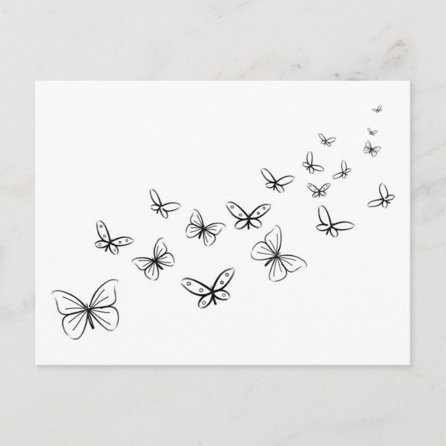 Postal Mariposas bailando a través de la página (Anverso)