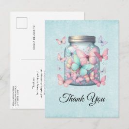 Postal Mariposas Caprichosas en un Tarro de Agradecimient