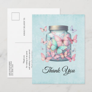 Postal Mariposas Caprichosas en un Tarro de Agradecimient