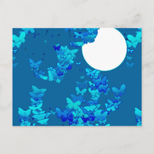 Postal Mariposas contra el cielo azul nocturno, lunares