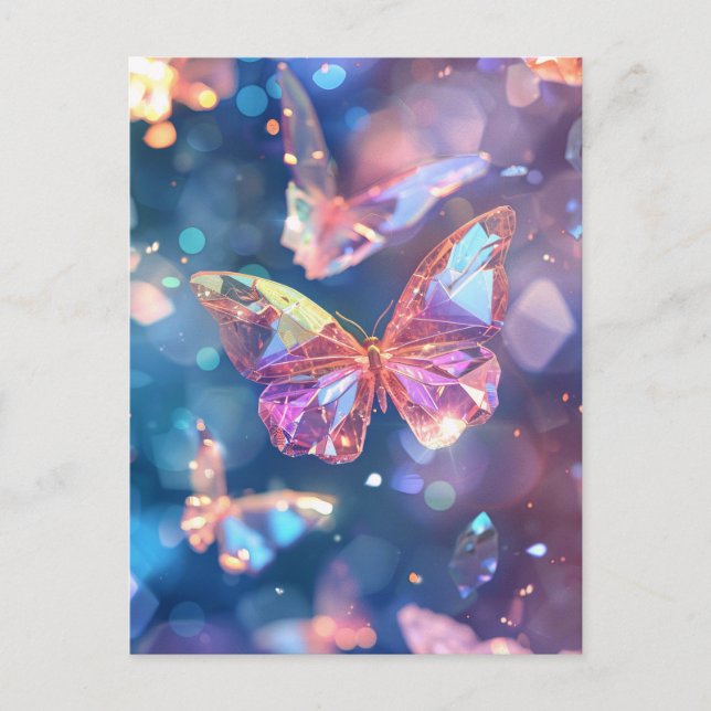 Postal Mariposas cristalinas etéreas (Anverso)