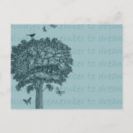 Postal Mariposas de Aves Azules Soñan Árbol