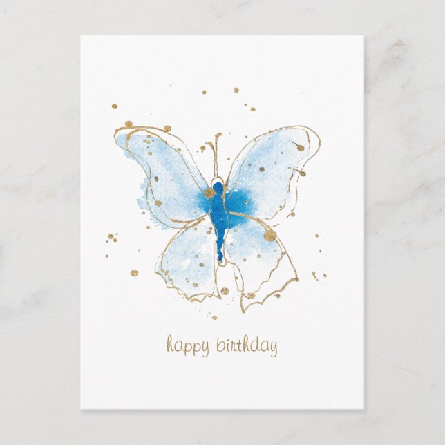 Postal Mariposas de color azul (Anverso)