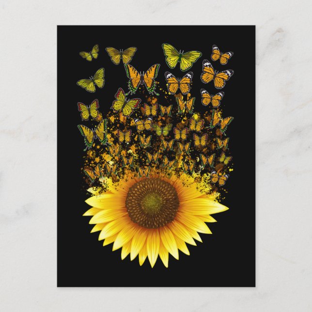 Postal Mariposas de Girasol Mujeres Chicas Floral Maripos (Anverso)