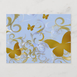 Postal Mariposas de oro elegantes