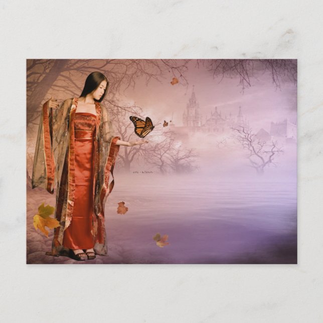 Postal Mariposas de otoño y monarca (Anverso)