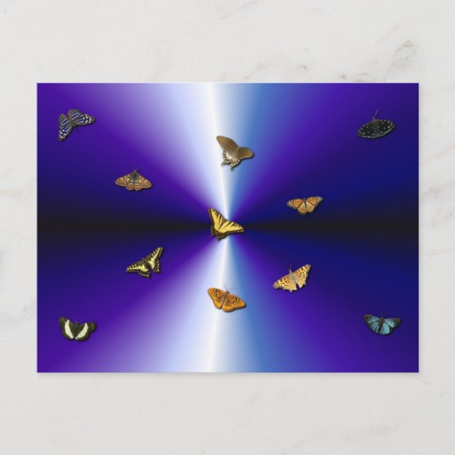Postal Mariposas en arco iris violeta (Anverso)
